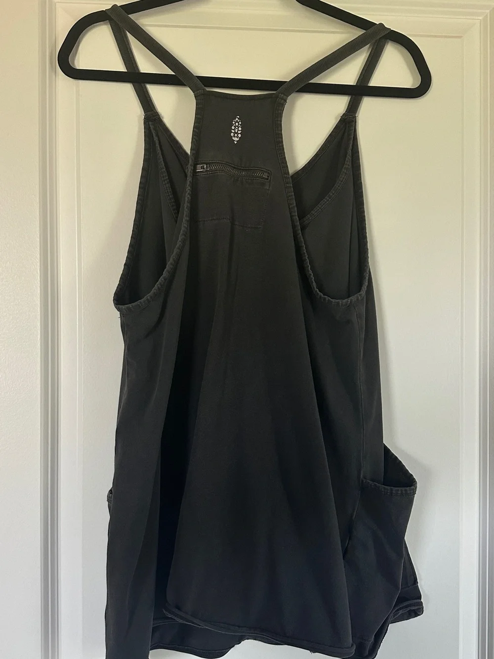 Free People Black Racerback Tank with Front Utility Pockets